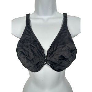 Vintage Cabernet 34DD Bra 2321‎ Satin Black Double Knot Animal Print Adjustable